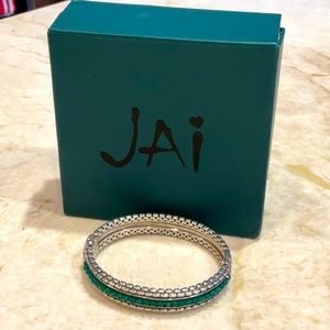 Jai Jewelry Green Agate SS bangle bracelet!